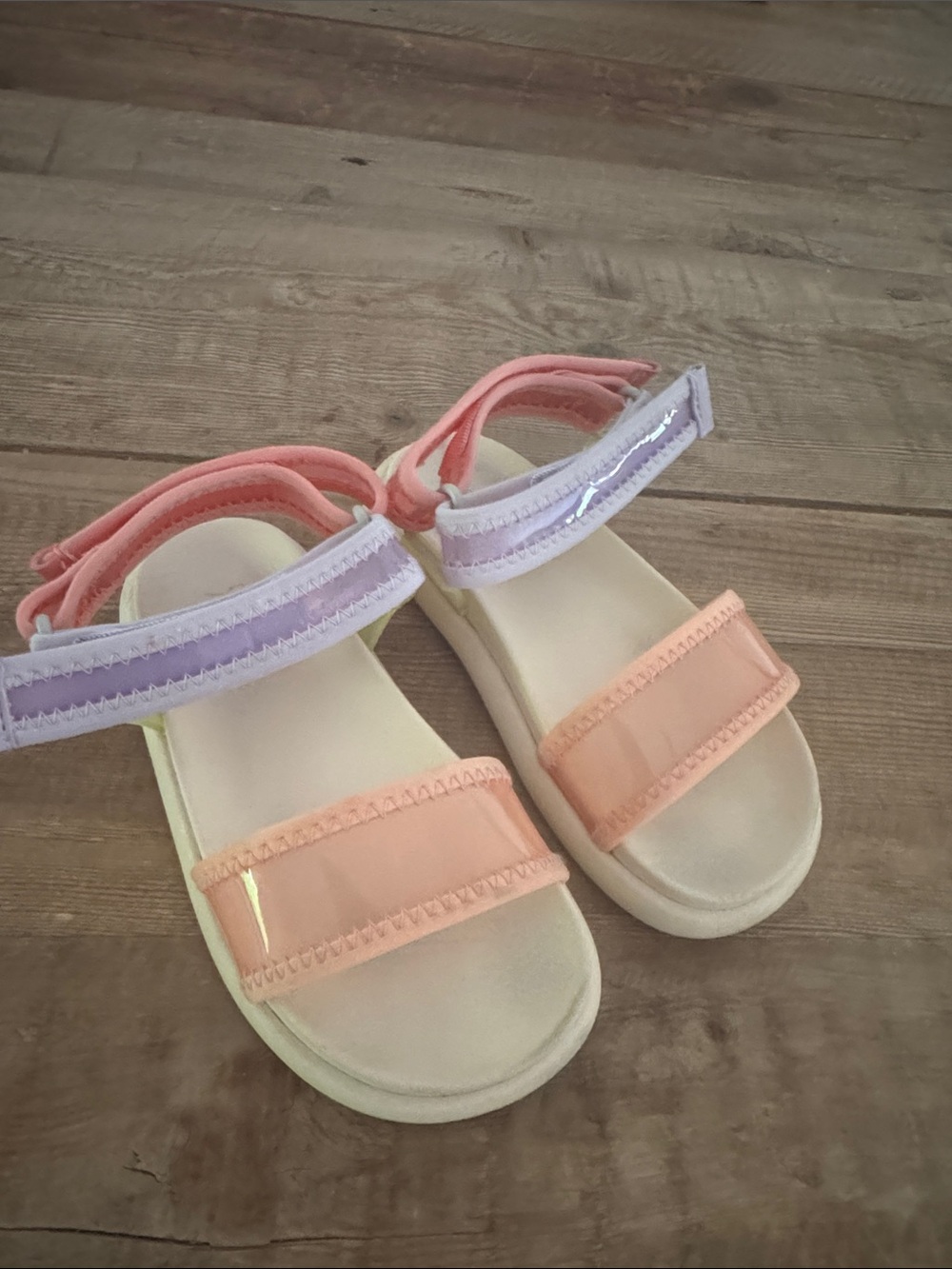 Zara Peach and Lilac Kids Velcro Strap Sandals